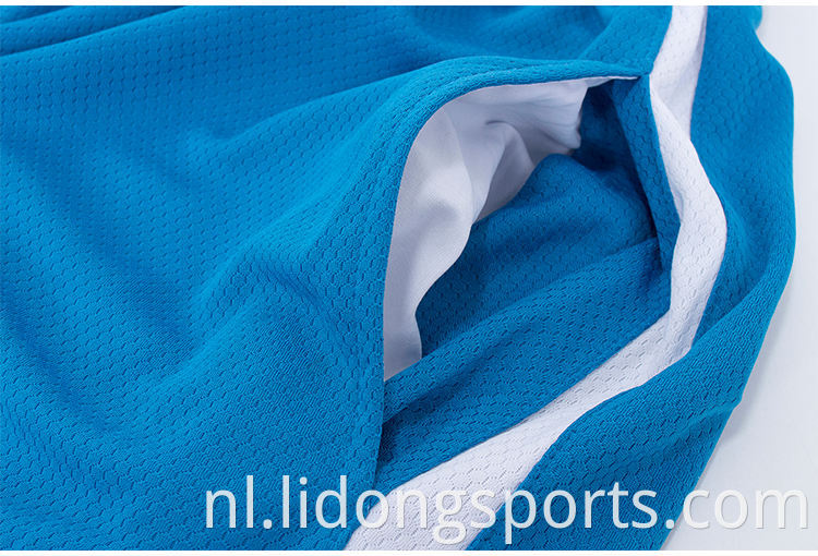 basketbaluniformen sublimatie omkeerbare jersey ontwerpkleur blauwe basketbal jersey